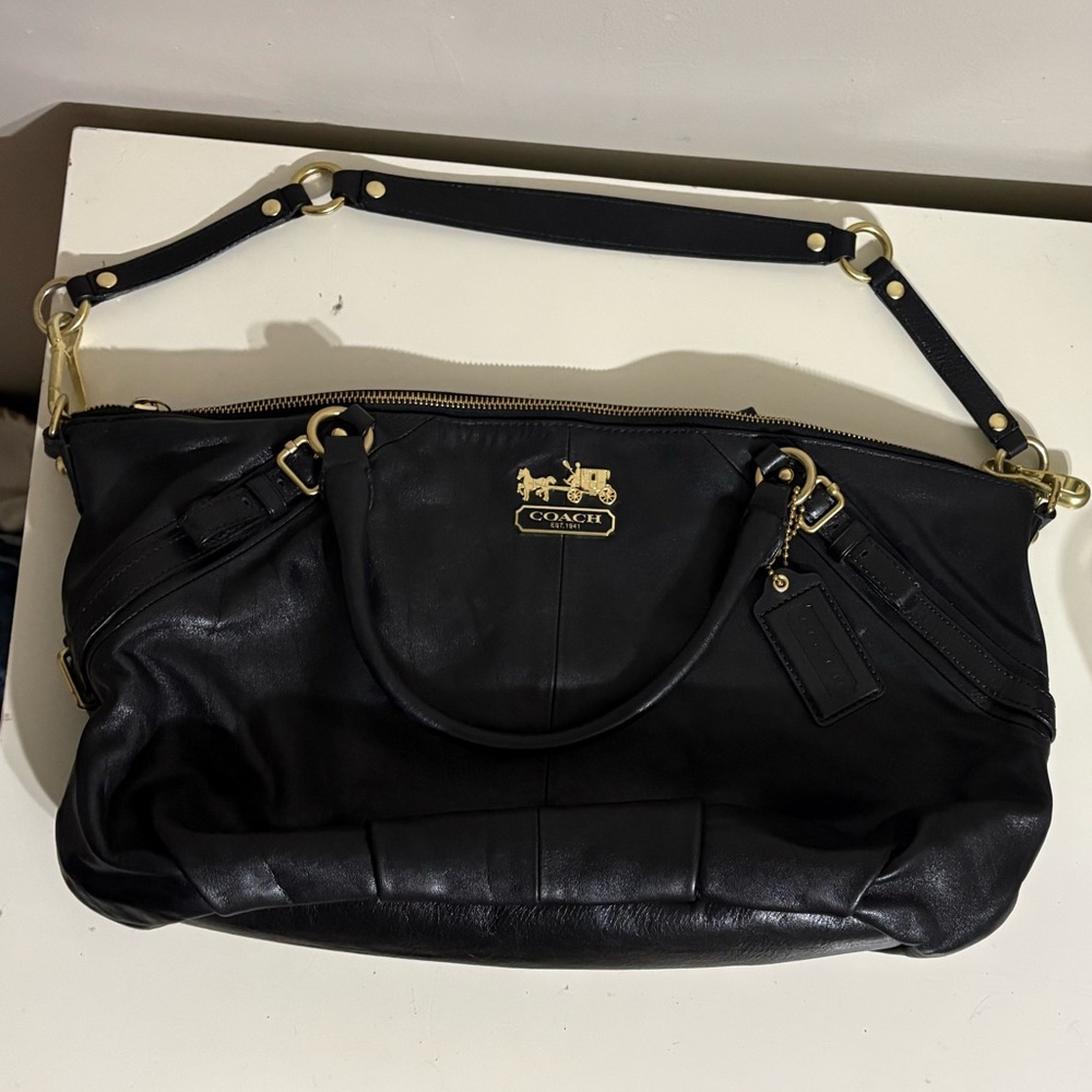 Coach Black Shoulder Bag with Gold Hardware